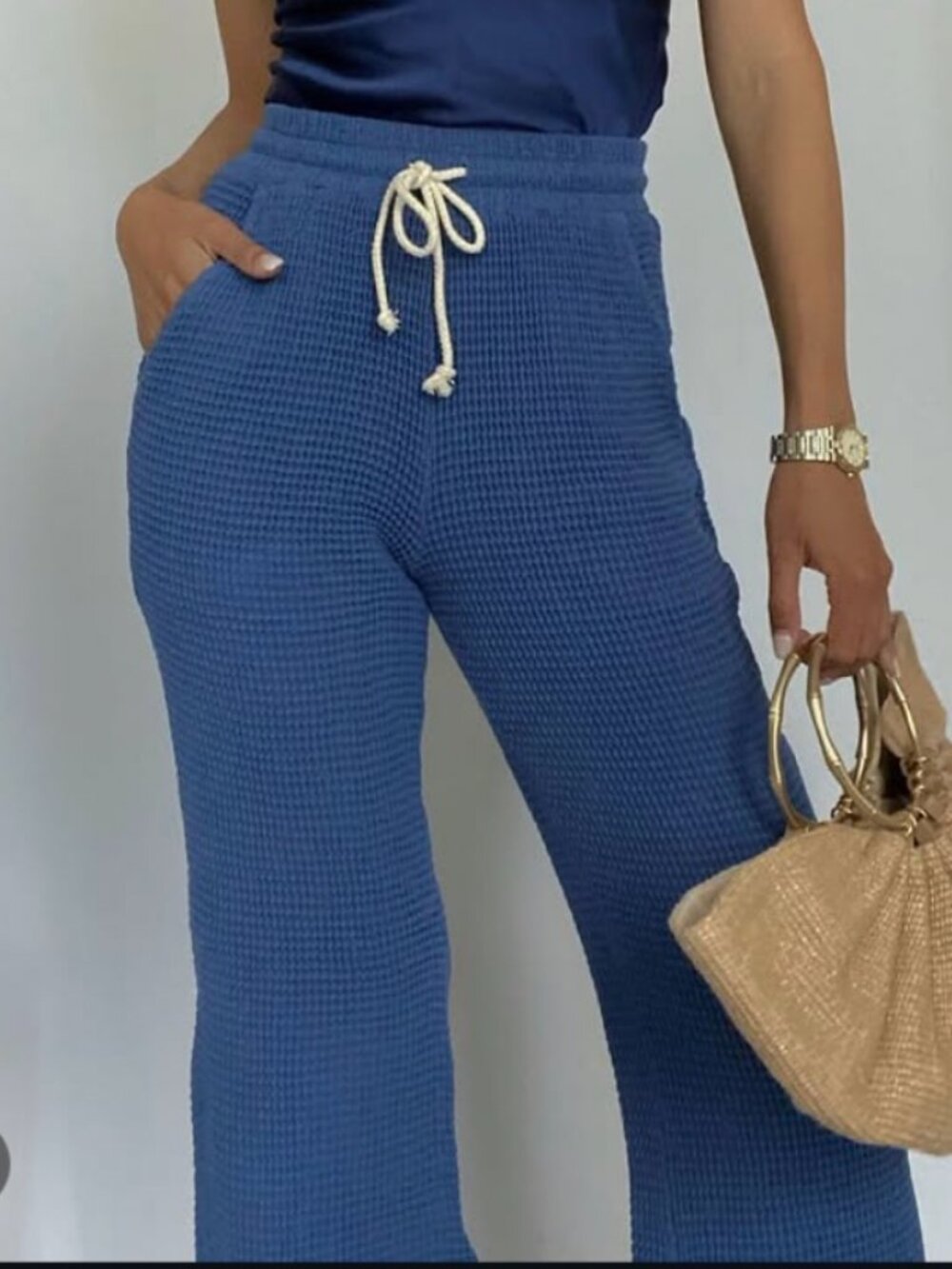 DONNI Waffle pant in indigo Size:S